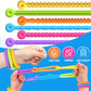 KLT Sensory Fidget Stretchy Strings Bracelet - Adjustable Rubber Toy for Kids, Rainbow - Perfect for Autism and Classroom Use - 6 Pack