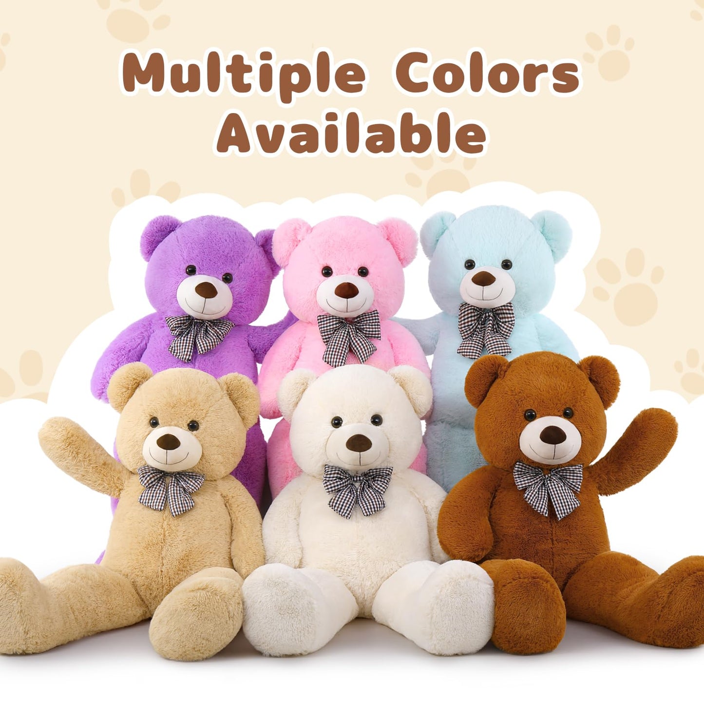 Maogolan Life Size Giant Jumbo Teddy Bear 55 Inch Big Stuffed Animals Chucky Plush Large Bear Gift For Girls Teens Boys Children Girlfriend Boyfriend Wife Gf