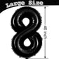 Large Black Number 8 Balloons, 40 Inch Foil Balloons, Giant Number Balloons For Women/Men Birthday Party Anniversary Celebration