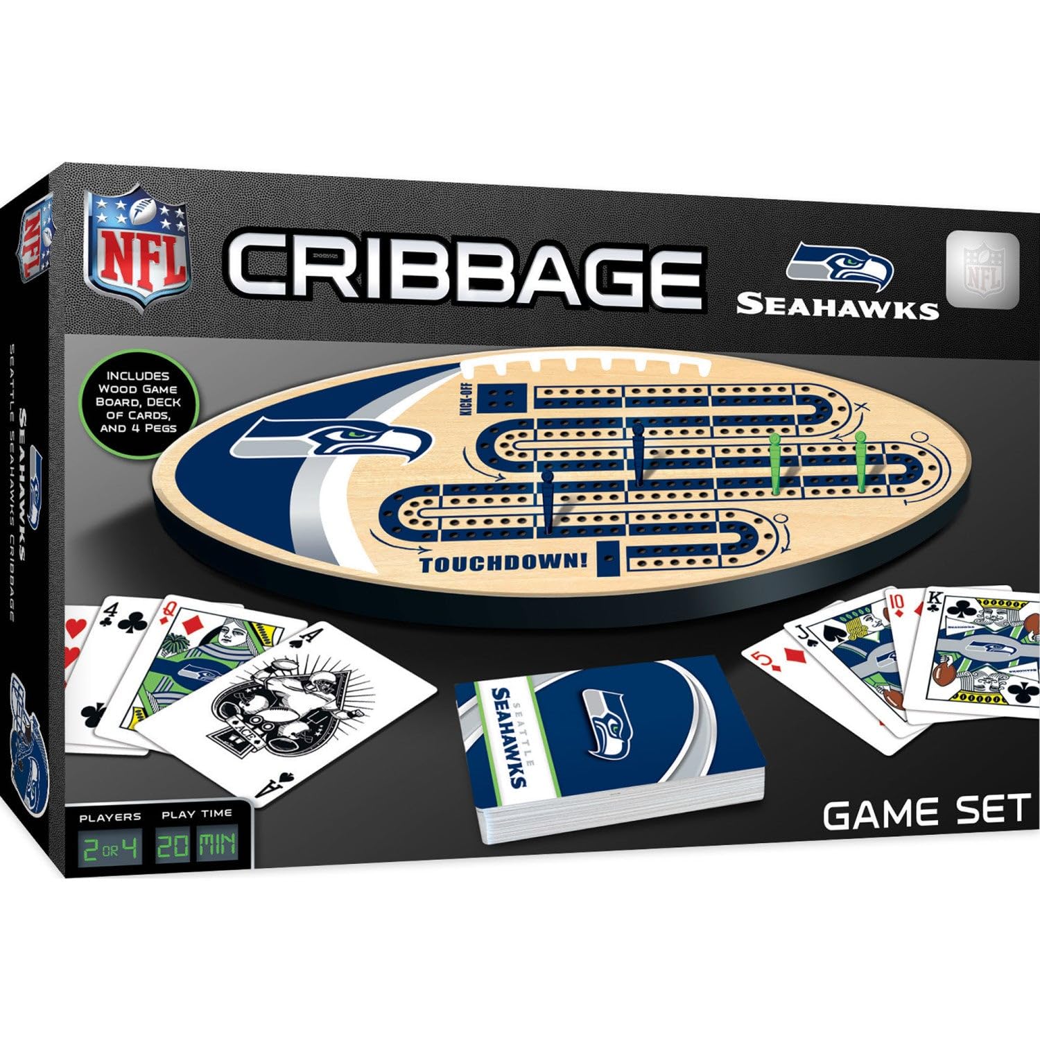 MasterPieces Game Day - NFL Seattle Seahawks - Officially Licensed Team Logo Cribbage Game 14 x 40