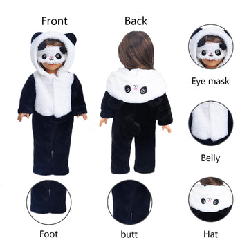 18 Inch Doll Clothes - Onesie Pajamas Fit 18 Inch Girl Doll And More (Panda)