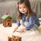 SainSmart Jr. Wooden Log Cabin Building Toy Set, 300 PCS STEM Kit for Toddlers, Brown, Model 20-353