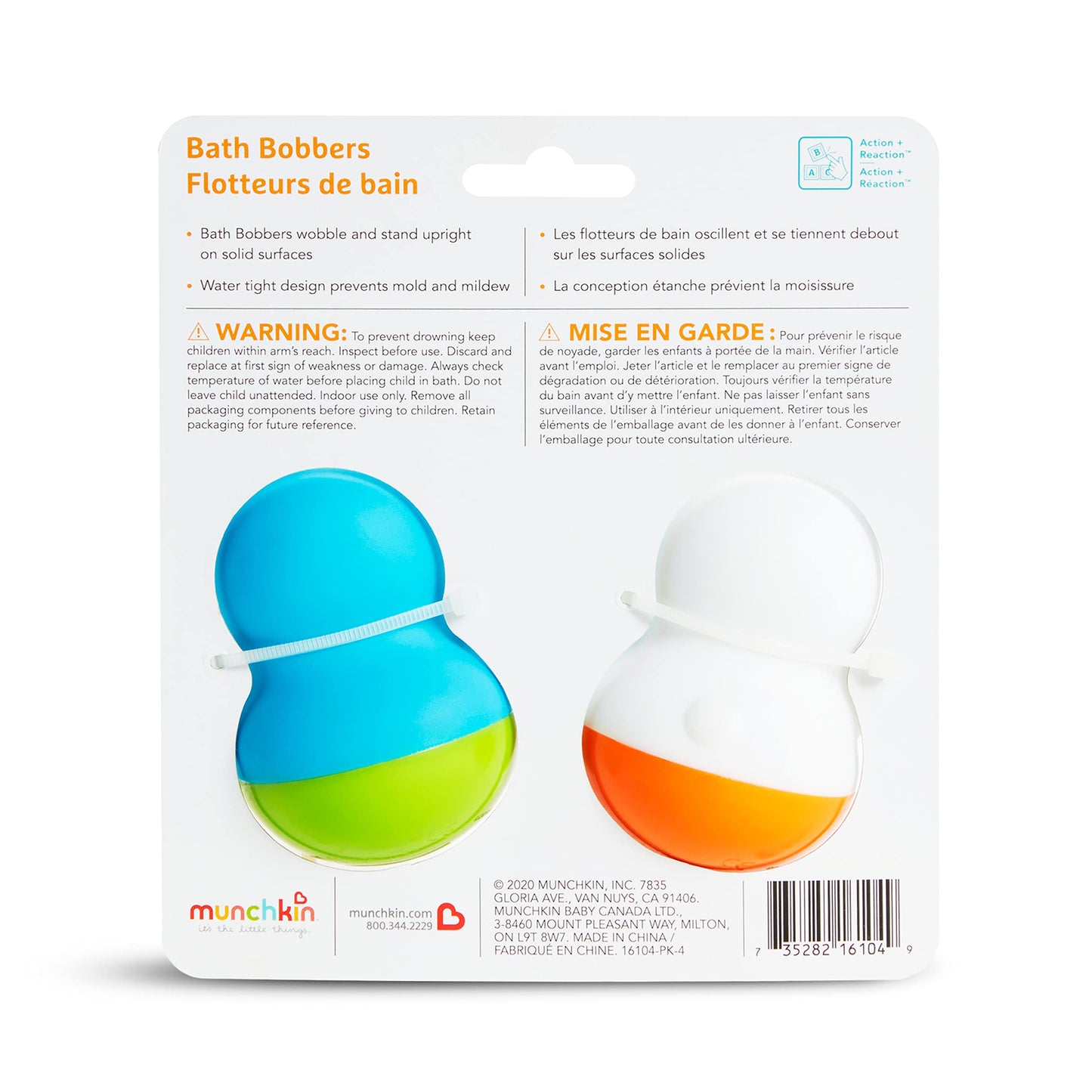 Munchkin Bath Bobbers - Mold Free Bath Toy for Babies & Toddlers, 2 Pack, Multicolor, Polar Bear/Penguin, Model 16104