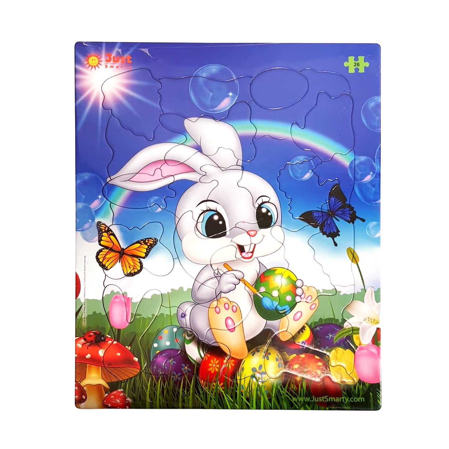 Just Smarty Jigsaw Puzzle Easter Bunny 26 Pieces For Kids Ages 3, 4, 5, 6 Year Old With Fun Shapes And Tray. Easter Gifts & Pres