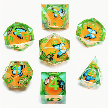 Resin Dice Set,Dragon and Dungeon Polyhedral Metal Dice, Punk Style Role-Play RPG Explorer MTG Pioneer Game DND Dice Set