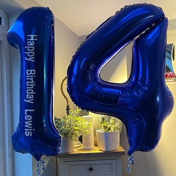 40 Inch Navy Blue 14 Number Balloons Giant Jumbo Huge 14 Or 41 Foil Mylar Helium Number Digital Balloons Dark Blue Birthday Myla