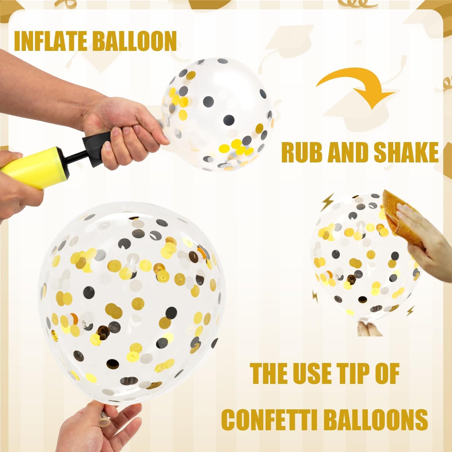 2025 Graduation Party Decorations, 68Pcs Graduation Balloons Black And Gold Graduation Decorations For College High School Class Of 2025 Congrats Grad Party Decor