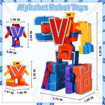 Kannove Alphabet Robots Learning Blocks - 26 Multicolored STEM Toys for Kids, 2 inches, Model KNND501, Ages 3+