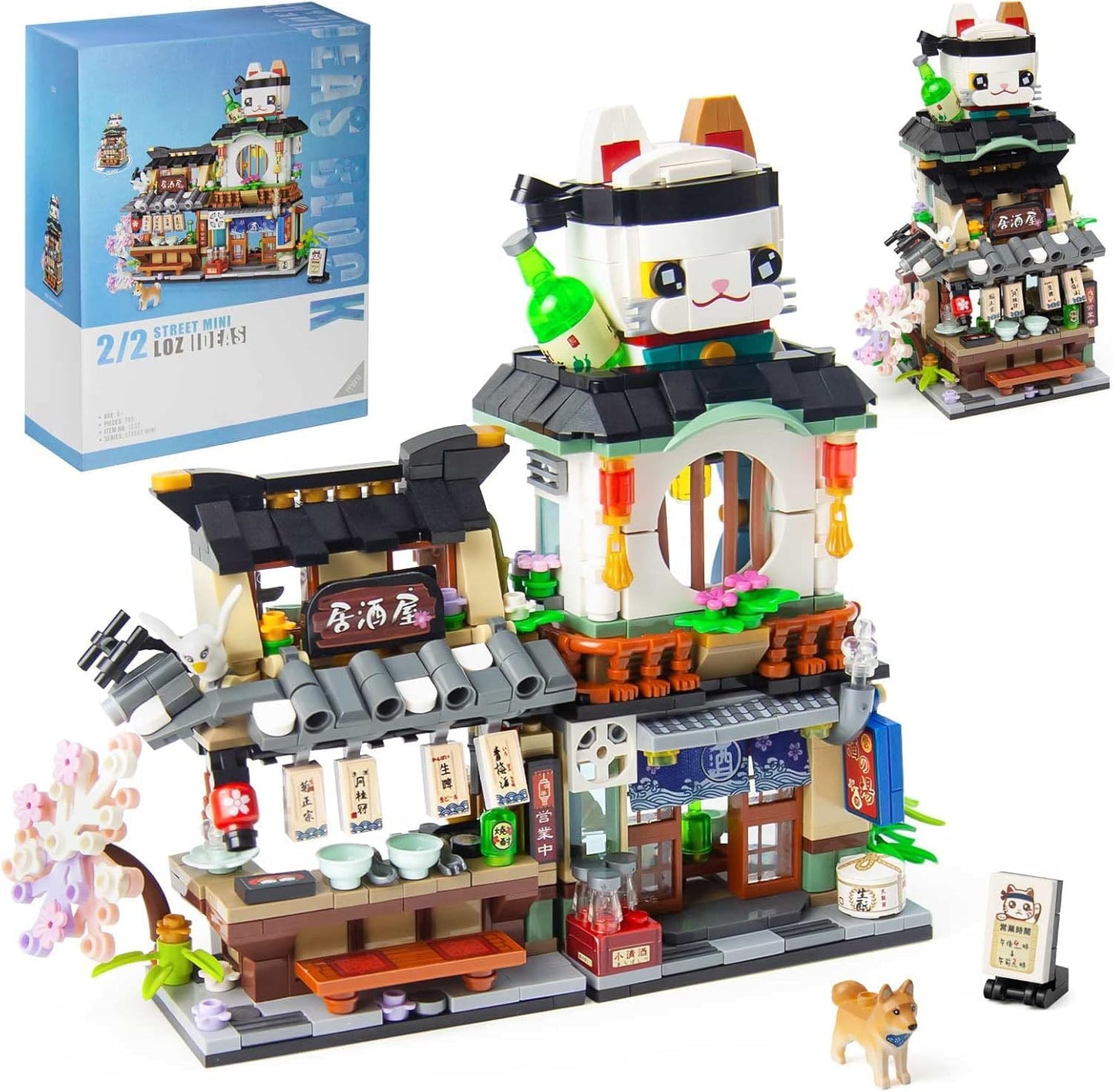 Oundarm Foldable Japanese Street View Mini Blocks Kit- Izakaya Shop, Japanese Mini Brand Store Toy, Gift For Adults, Boys, Girls