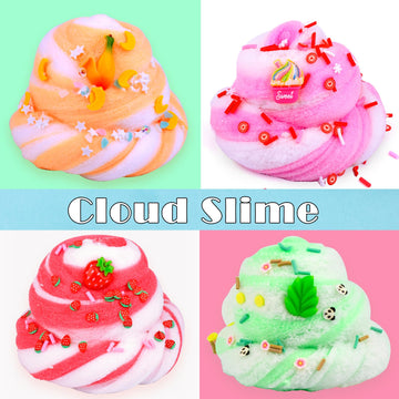 12 Pack Cloud Slime Kit, With Cute Slime Charms Two-Toned Colorful Slime, Scented Diy Slime Supplies For Girls And Boys, Stress