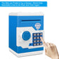 Renvdsa Electronic Password Piggy Bank Kids Safe Bank Mini Atm Electronic Money Save Box Cash Coin Can (Blue White)