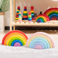 MERRYHEART Wooden Rainbow Stacking Toy - 6 Piece Pastel Rainbow, Montessori Learning Aid, 10.3 x 5.2 x 1.65 inches for Babies & Toddl