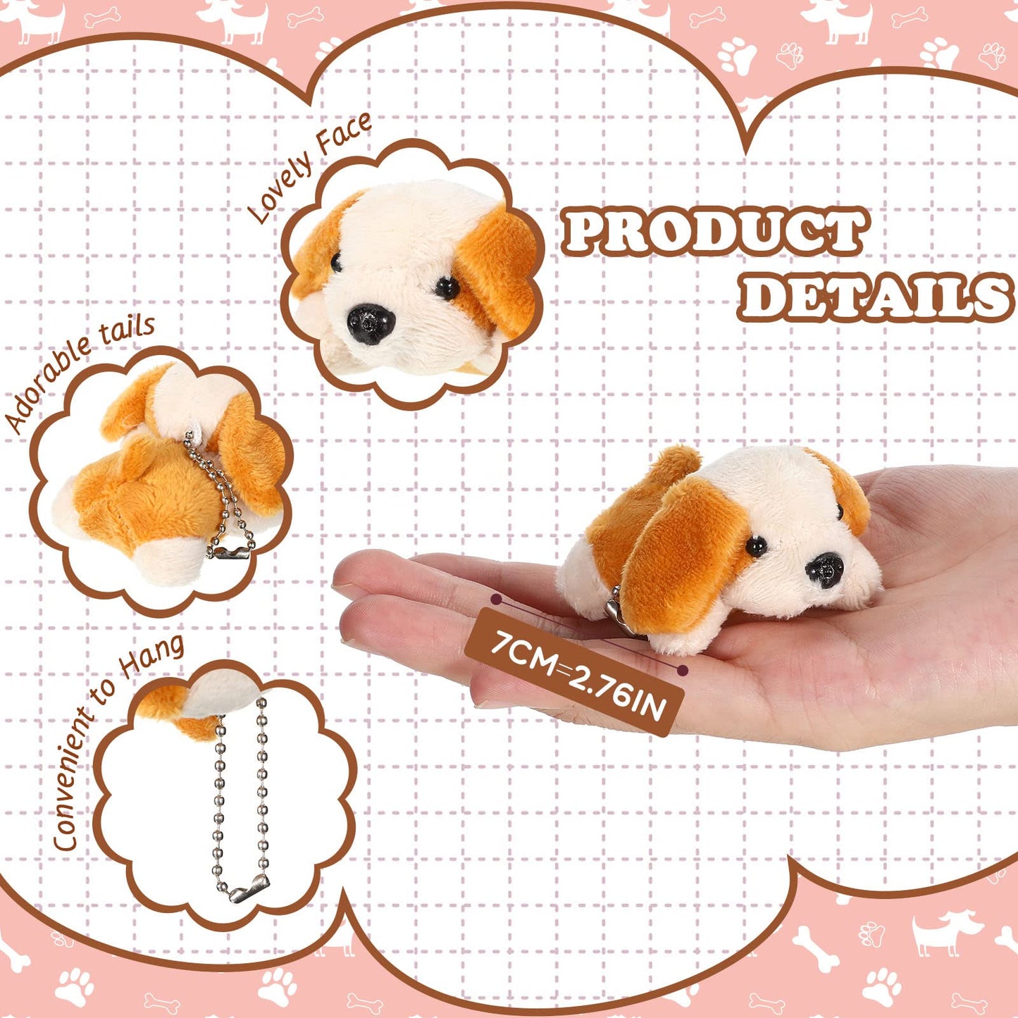 Sosation 20 Pcs Mini Plush Stuffed Puppy Bulk Valentine'S Day Gift Dog Party Favor Gift Toy Soft Plush Dog For Goodie Bag Filler