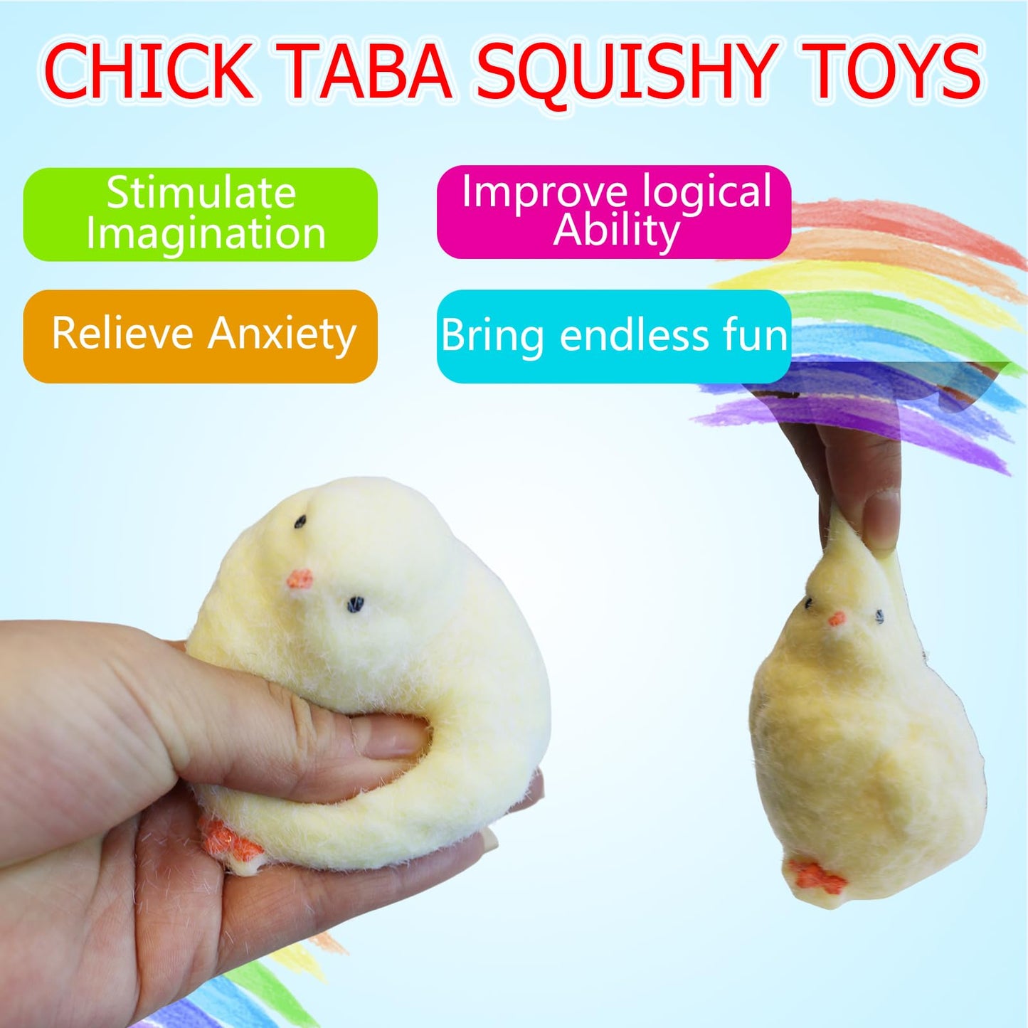 Handmade Soft Chick Squishy Toys,Stress Relief Sensory Toys,Silicone Fidget Toys Squishy Suitable Adults( Chicken,1Pack )