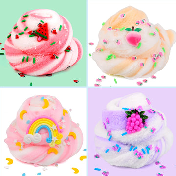 Cloud Slime Kit, 9 Pack Slimes With Peach, Watermelon, Rainbow, Blue Cute Slime Charms, Scented Diy Putty Sludge Toy Gifts For Girls And Boys