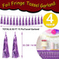 4P Light Purple Foil Fringe Tassel Banner Garland Metallic Tinsel Streamers Wall Hanging Curtain Backdrop Banner for Parade Floa