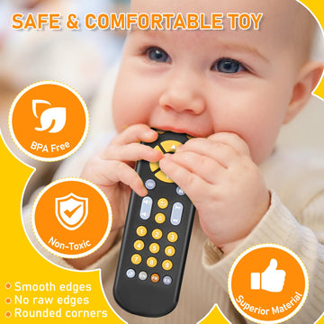 Avkast Baby Tv Remote Control Toy 6 Month+, Toddler Realistic Remote Toy With Sound And Light, Early Educational Music Toys With