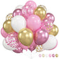 Pink Gold Balloons Set, 12 Inch Pink White Latex Balloons Pink Confetti Helium Balloons Pink And Metallic Gold Party Balloons Fo