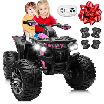 24V 2 Seater Ride On Toys, 4X4 Kids Quad Atv W/Remote Control, 800W Powerful Engines, 9Ah Battery Powered Electric Vehicle W/Kne