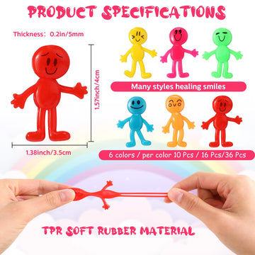 HyDren 216 Pcs Stretchy Bendable Man, Treasure Box Toys for Classroom, Stretchable Smile Figure, Assorted Color Bendable Toys, C