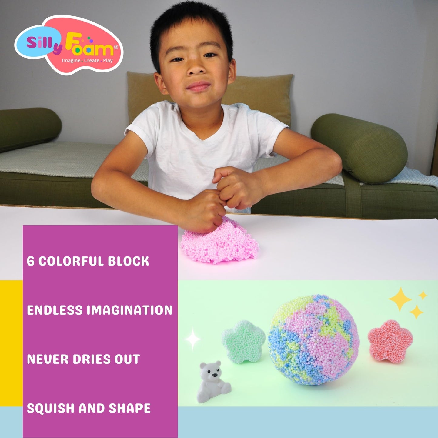 Silly Foam, Creative Modeling Foam Beads, 2-Pack Mixed Colors (Primary + Neon Pastel), Perfect For Preschool And Kids, Arts, Cra