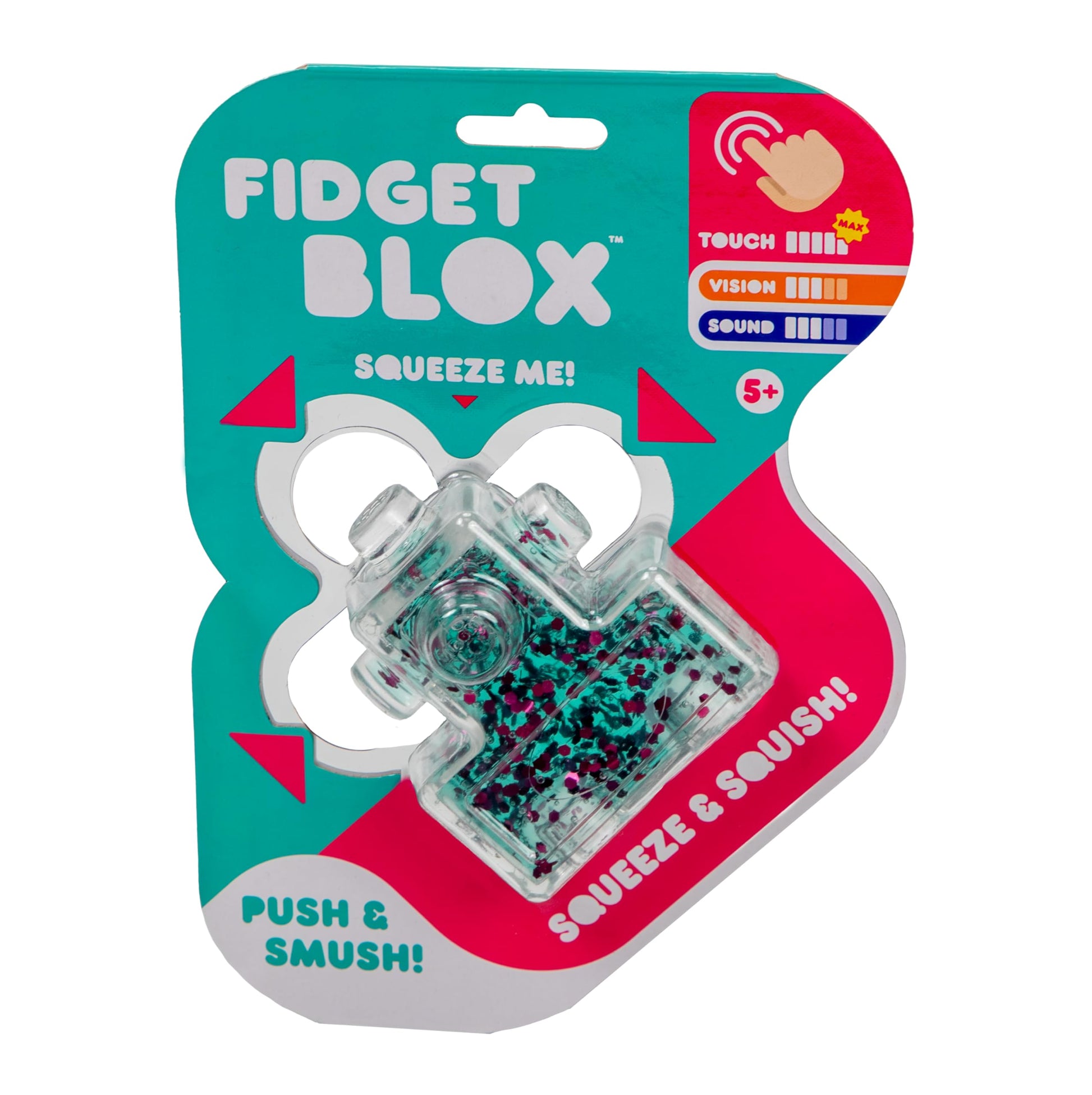 Goliath Fidget Blox Touch | Teal Gel with Iridescent Fuchsia Sparkles | Sensory Fidget Toys | from The Makers of Jelly Blox | Sa