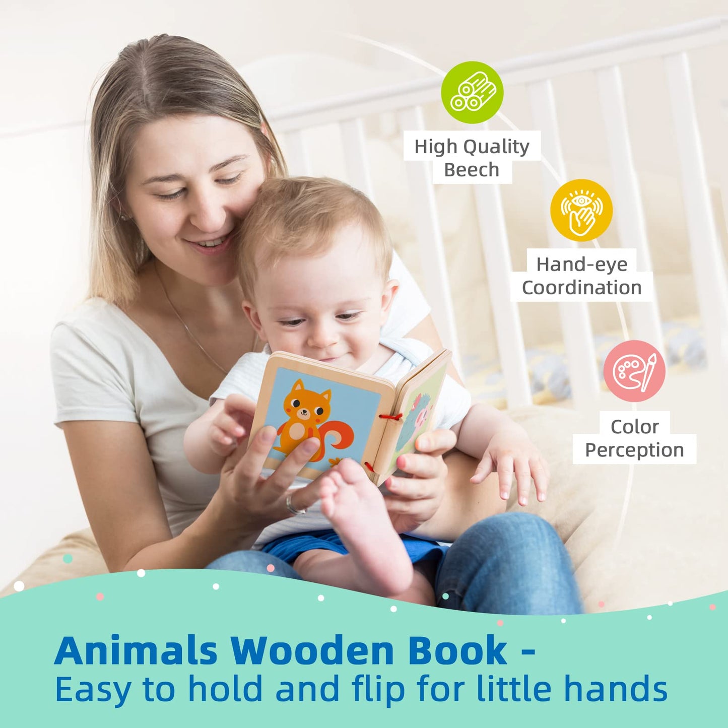 Tookyland Early Learning Toy Bundle - 6 In 1 Box Educational Montessori Play Set; Wooden Baby Toys 0-6 Months Old