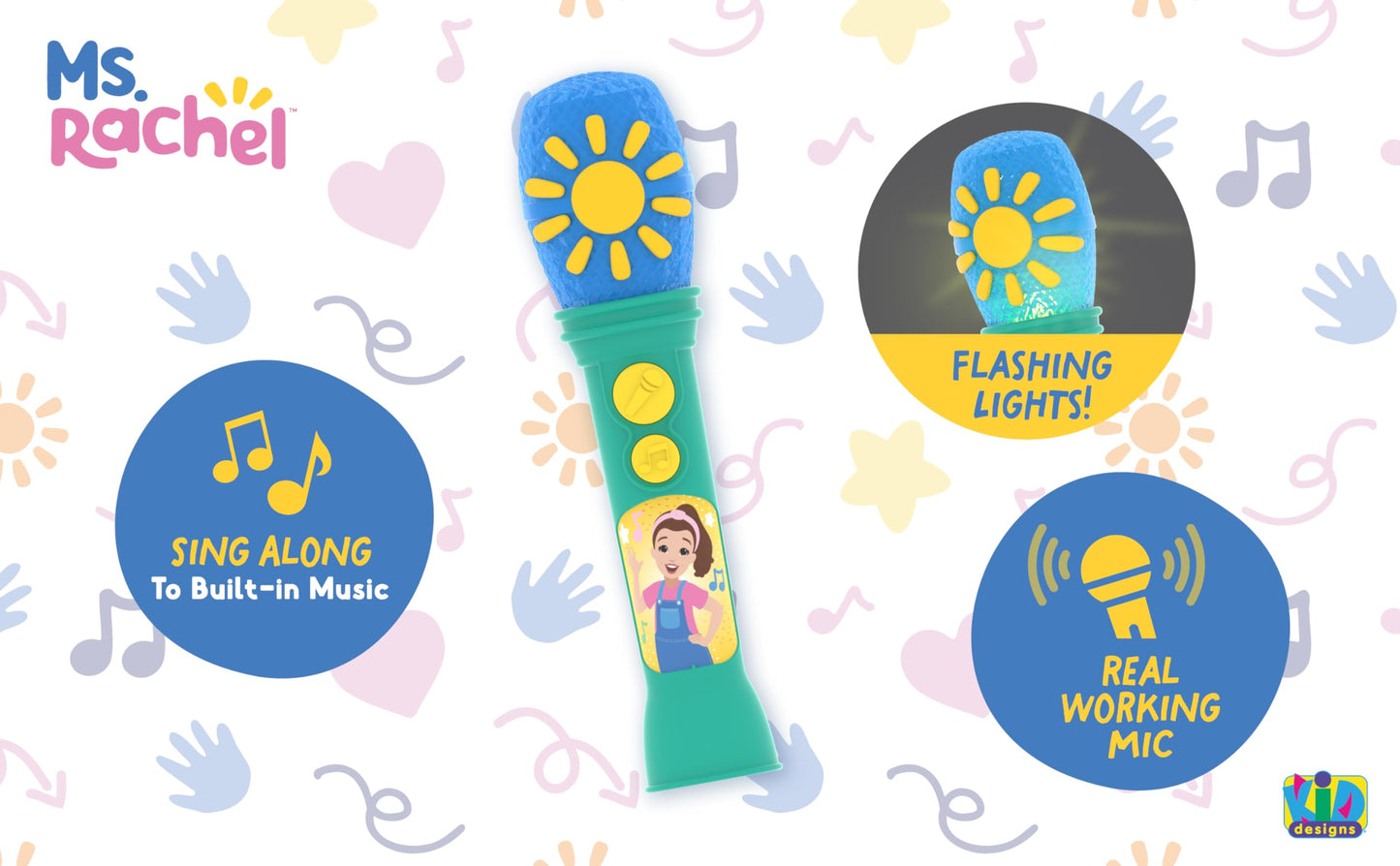 Ekids Ms Rachel Microphone Toy For Toddlers With Built-In Music And Lights, Designed For Fans Of Ms Rachel Toys