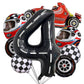 Stcomart 8 Pcs Race Car Party Decorations, Black Number 4 Balloon Checkered Balloons Tire Balloons For Boys 4Th Birthday