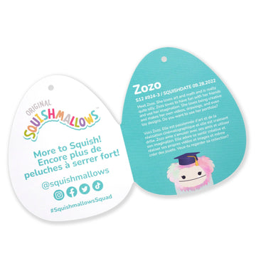 Squishmallows 12-Inch Zozo Blue Bigfoot Plush with Rainbow Mane & Graduation Cap - Official Jazwares Soft Toy