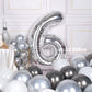 Aule 40 Inch Big Silver 6 Balloon Number Large Foil Helium Number Balloons 0-9 Jumbo Giant Happy 6Th Birthday Party Decorations