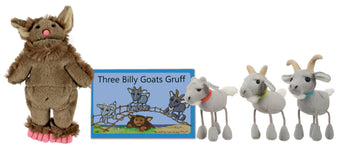 The Puppet Company Traditional Story Sets Three Billy Goats Gruff & Troll Book and Finger Puppets Set