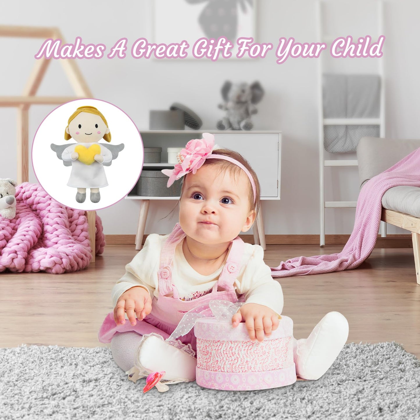 Free-Space Angel Plush Doll Boy/Girl Baptism Gifts Guardian Angel Doll Toy (Angel Doll (Girl))