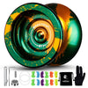 Magicyoyo Dual Purpose Yoyo N11 - Responsive Yoyo For Kids 8-12 Or Above & Unresponsive Yoyo For Advanced With Yoyo Glove + Bag + Unresponsive Bearing Kit + 12 Yoyo Strings - Green Golden