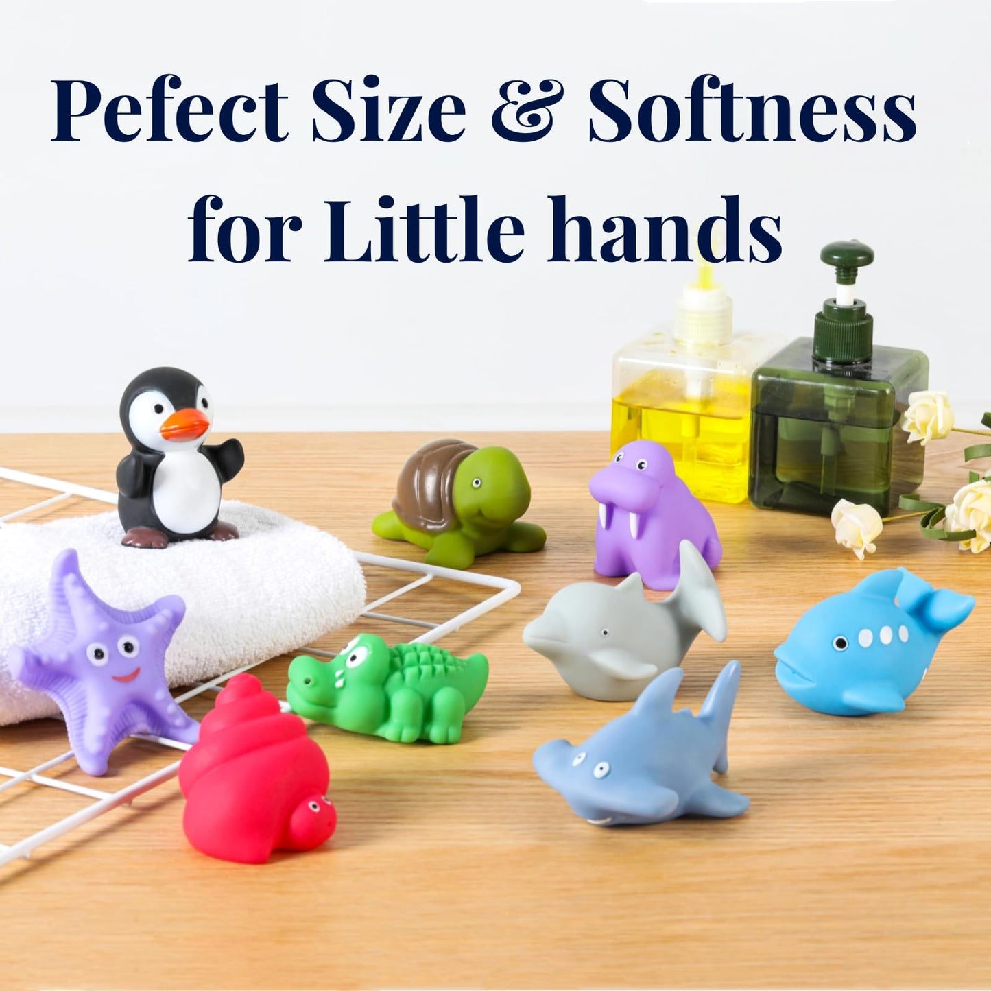 Xy-Wq Bath Toys No Hole, For Infants& Toddlers, No Hole Bathtub Toys (Sea Animals ?, 9 Pcs With Mesh Bag)
