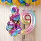 Rainbow Gradient Number 9 Balloon, 40 Inch Big Large Foil Number Balloons, Jumbo Mylar Number 9 Balloons For 9 Year Old Birthday