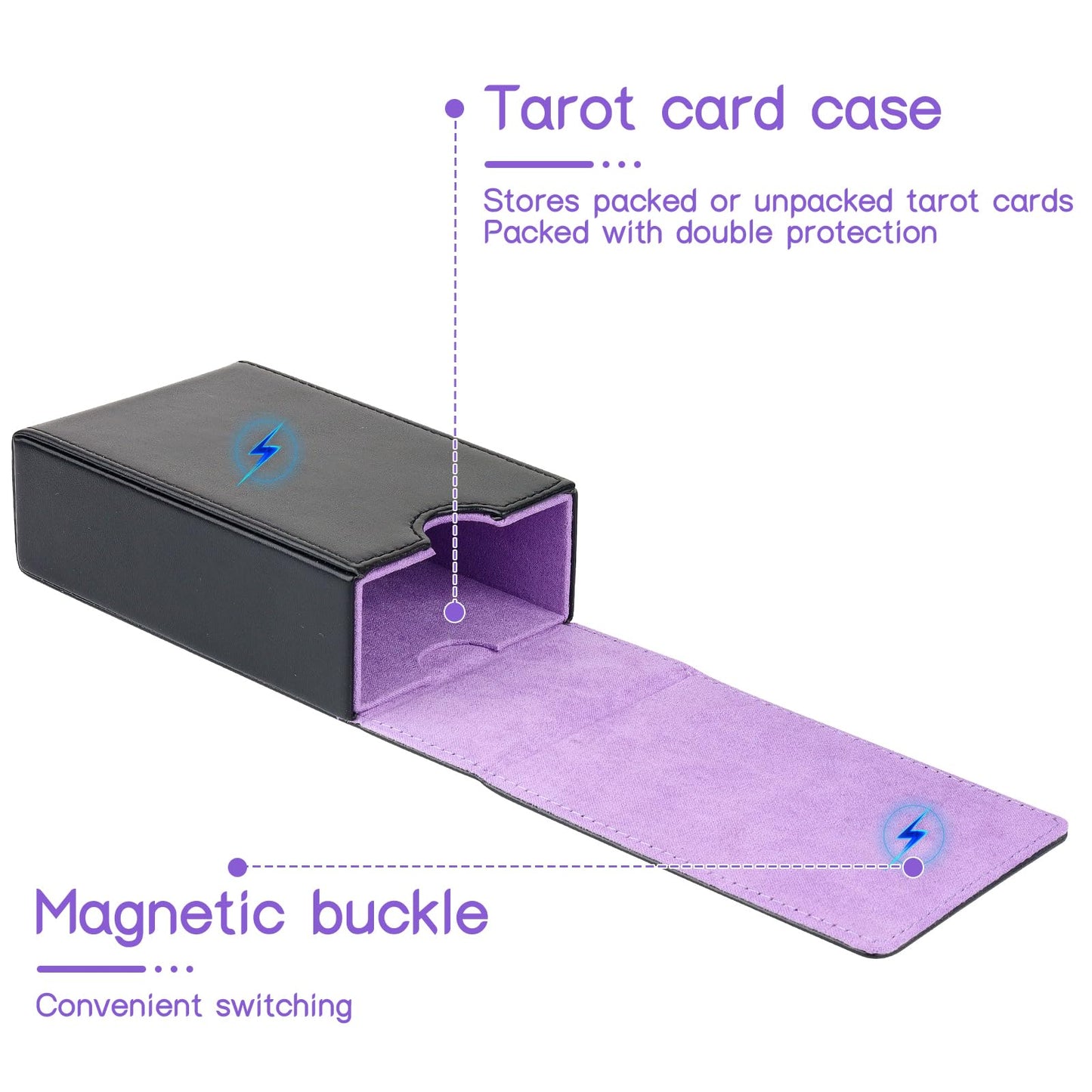 Buweeo Tarot Card Case/Holder, Single Deck Pu Leather Card Holder For Most Standard Size Tarot Cards Or Playing Cards, Black And