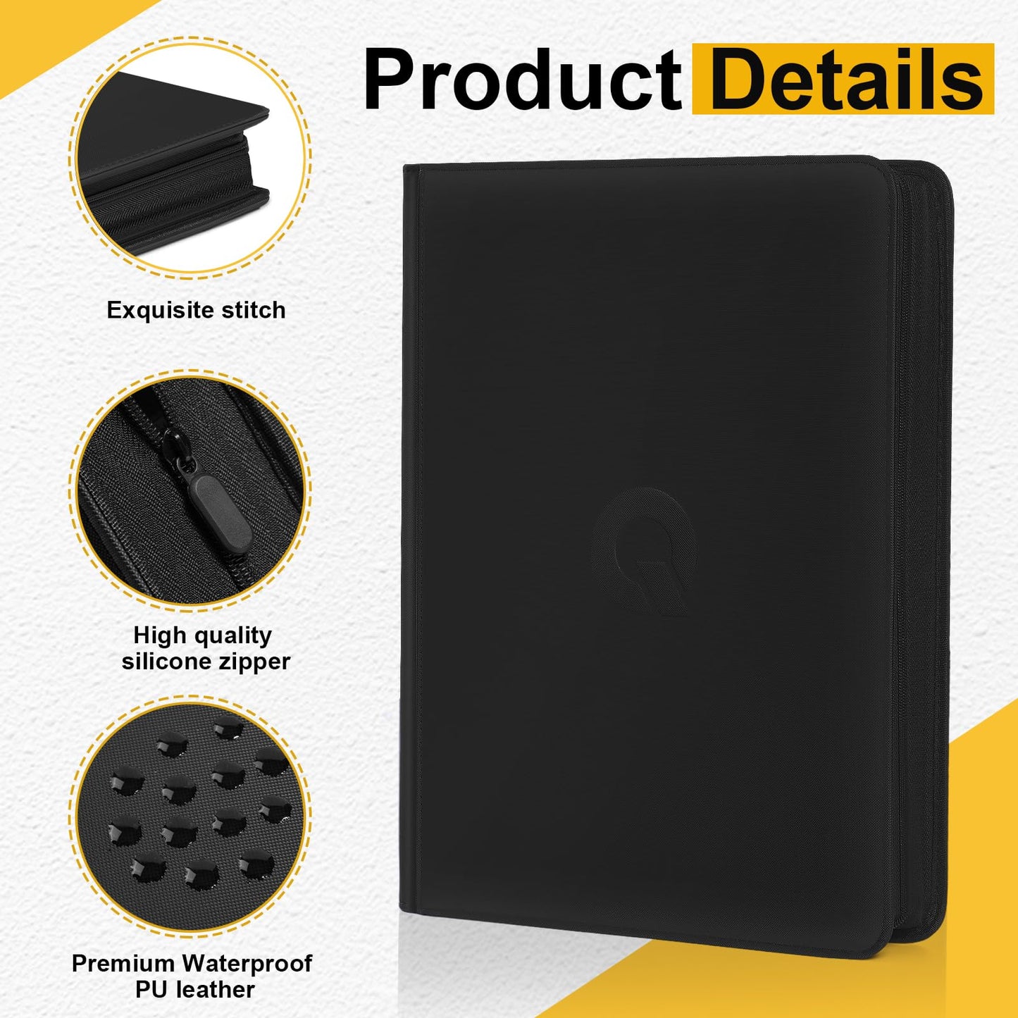 Qurhafoo 1024 Pocket Trading Card Binder Compatible with Pokemon TCG MTG Baseball Sports Cards  Trading Card Side Loading Zip Binder  enhanced leather Card Collection Storage Binders