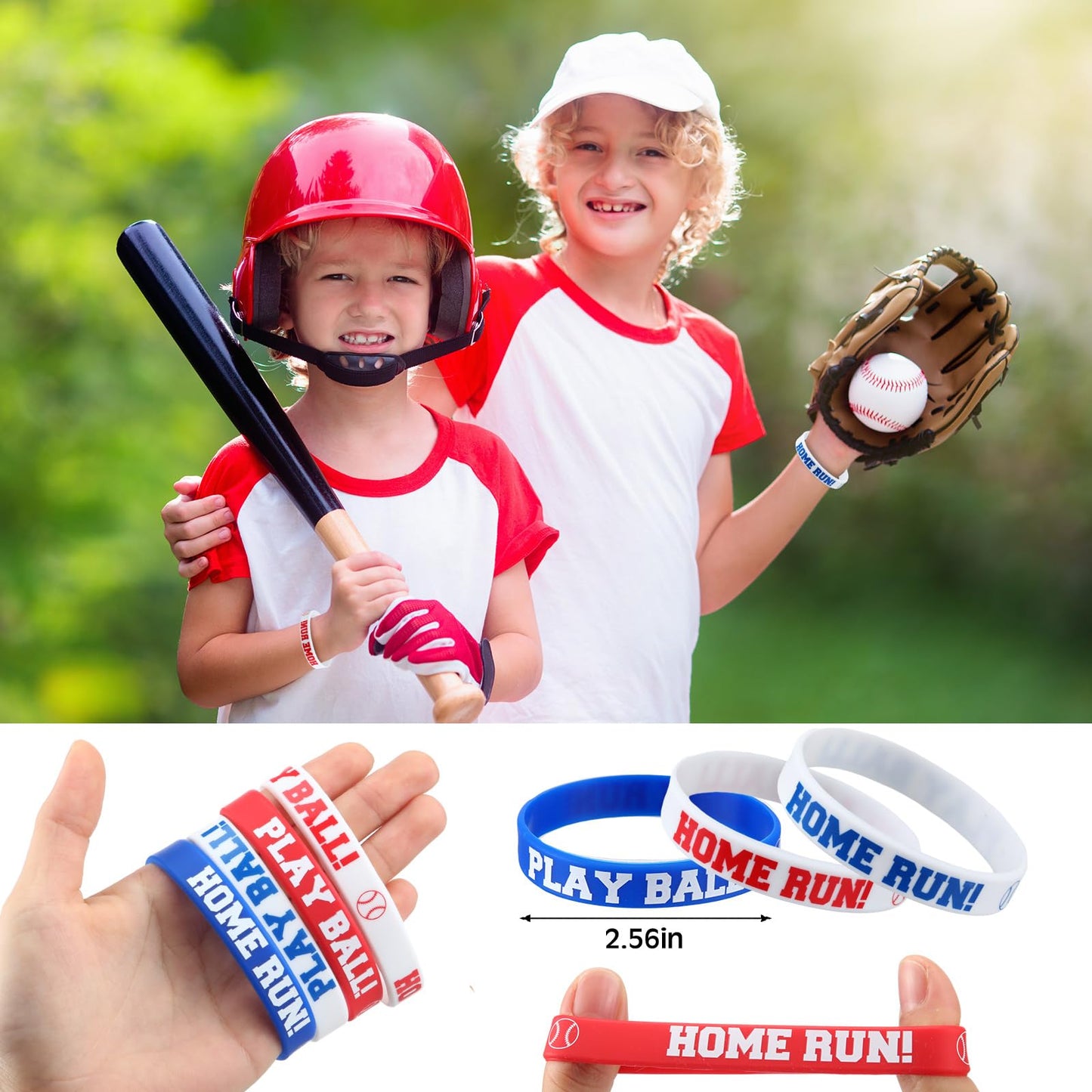 MiniInflat 96 Pcs Baseball Party Favors for Kids Include 24 Baseball Drawstring Bags, 24 Baseball Keychain, 24 Silicone Baseball