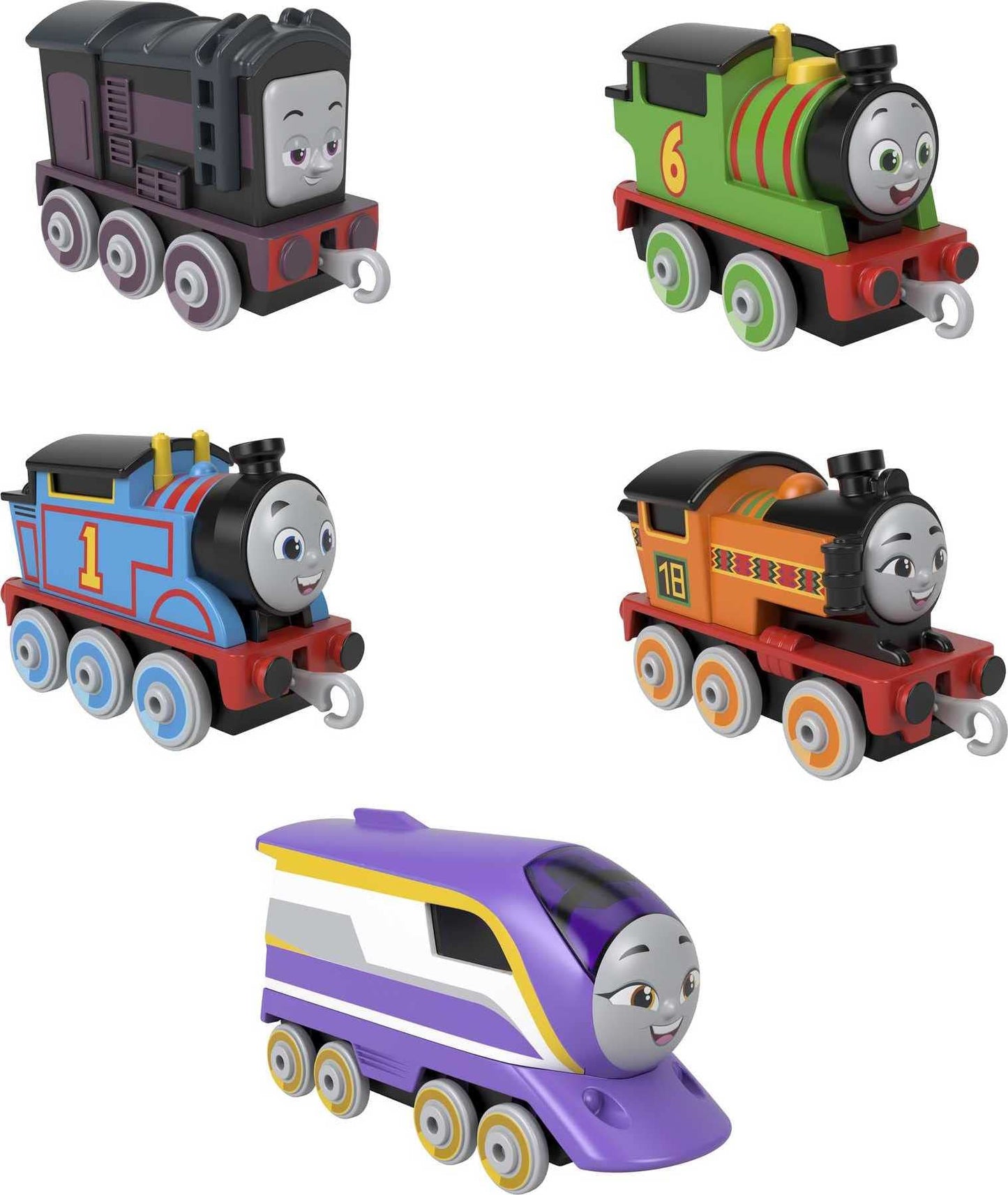 Fisher-Price Thomas & Friends Engine Pack - Set of 5 Push-Along Toy Trains for Kids, Multi Color, Ages 3+ (Model HBY23)