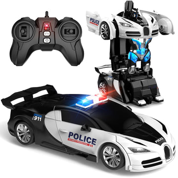 SnowRap Remote Control Transforming Car, One-Click Becoming Robot Remote Control Car for Boys, Demo Mode, 360 Rotation, Easy to