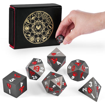 DND Dice Set, 7Pcs Metal Dice with Dice Box for Dungeons and Dragons, Polyhedral D&D Dice Set Role Playing Games, Board Games (D