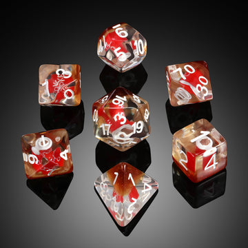 Cola DND Dice, DNDND 7PCS Resin DND Dice Set with Velvet Bag for D&D Role Playing Games and Tabletop Games(Cola