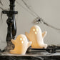 WDS WONDROUS Halloween Decorations Light Up Ghost Figurines Set of 2, White Floating Ghost Statues with LED, Ceramic Cute Hallow