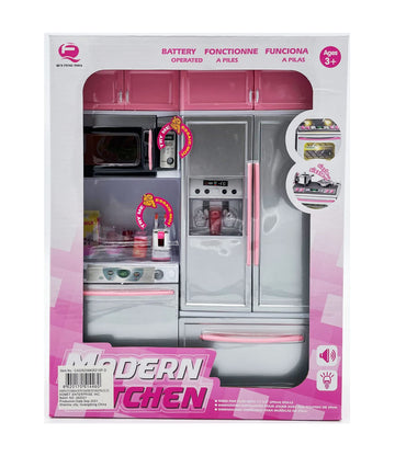 RBN Doll Size Pink Kitchen Cooking Toy Play Set Play House & Accessories with Doll Girls Pretend Play Furniture Appliances with 