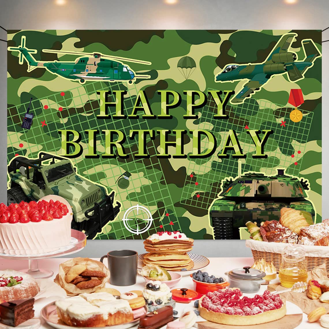 Eeatour Camouflage Birthday Party Backdrop 70.8x47.2 Inch Camo Military Photo Banner