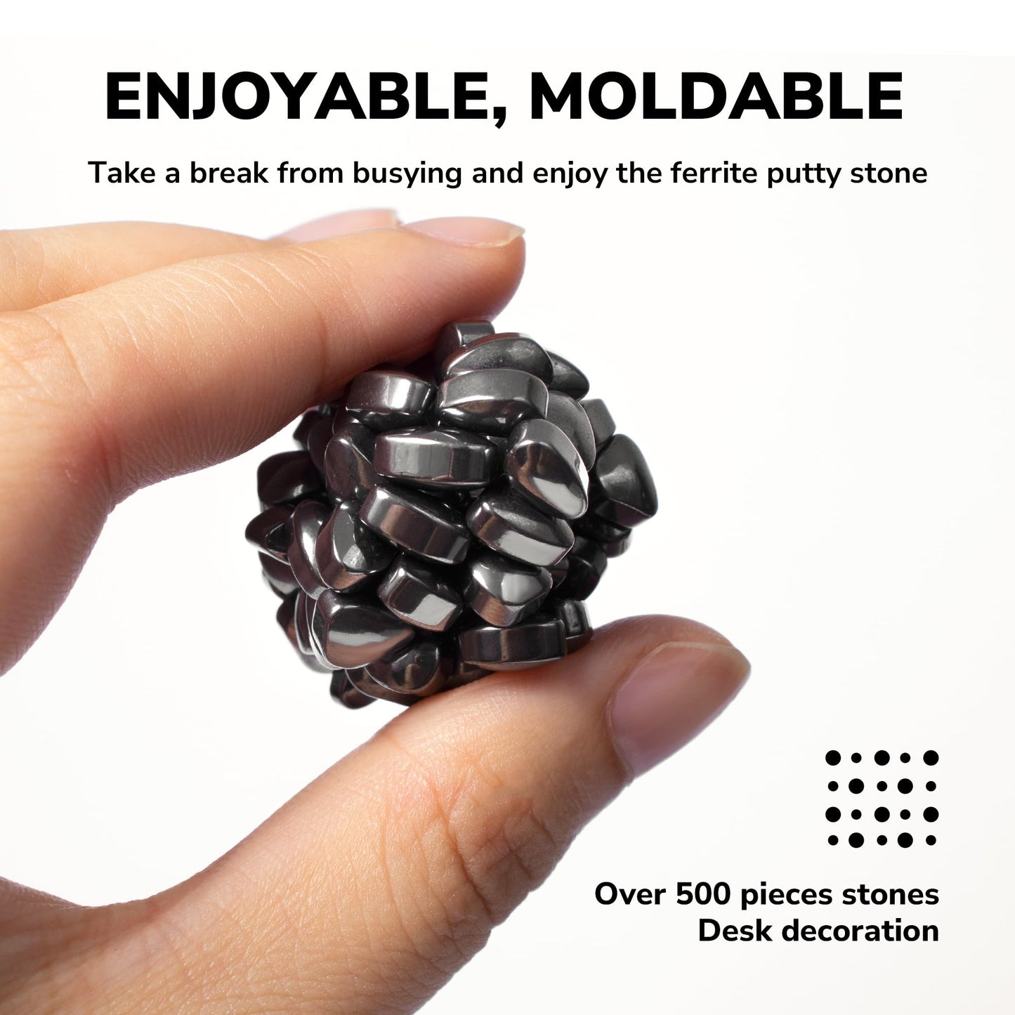 Over 500 Black Weak Magnetic Ferrite Putty Stones Desk Fidget Toys For Adults.