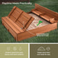 Large Wooden Kids Sandbox With Lid - Outdoor Sand Box For Kids With Cover Sand Protection, Foldable Bench Seats And Bottom Liner