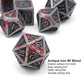 Haxtec 11PCS Bloodstained Metal DND Dice Set Blood Polyhedral D&D Dice for Dungeons and Dragons Gift TTRPG Antique Metal DND 5e