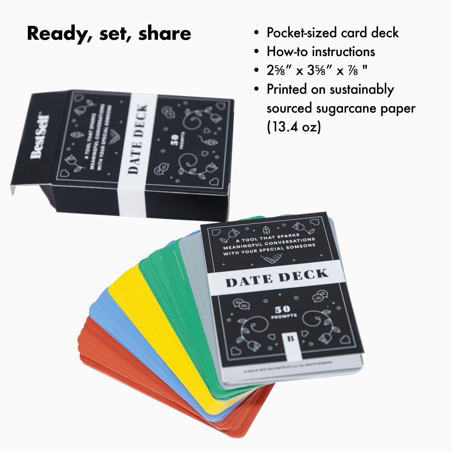 BestSelf Date Deck Date Night Card Game - 50 Prompts for Couples  Get Talking with Fun and Meaningful Date Night Ideas  The for Couples Games